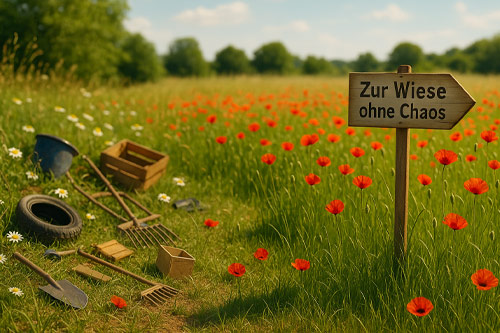 Wiese mit Mohn zur Sommerzeit